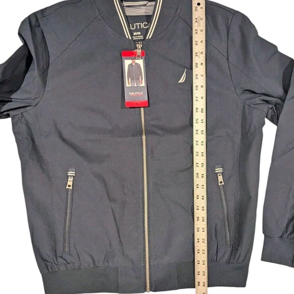 Nautica Bomber Jacket, Blue, Full Front Zipper, Lightweight, Men's Medium, NEW - Picture 6 of 9